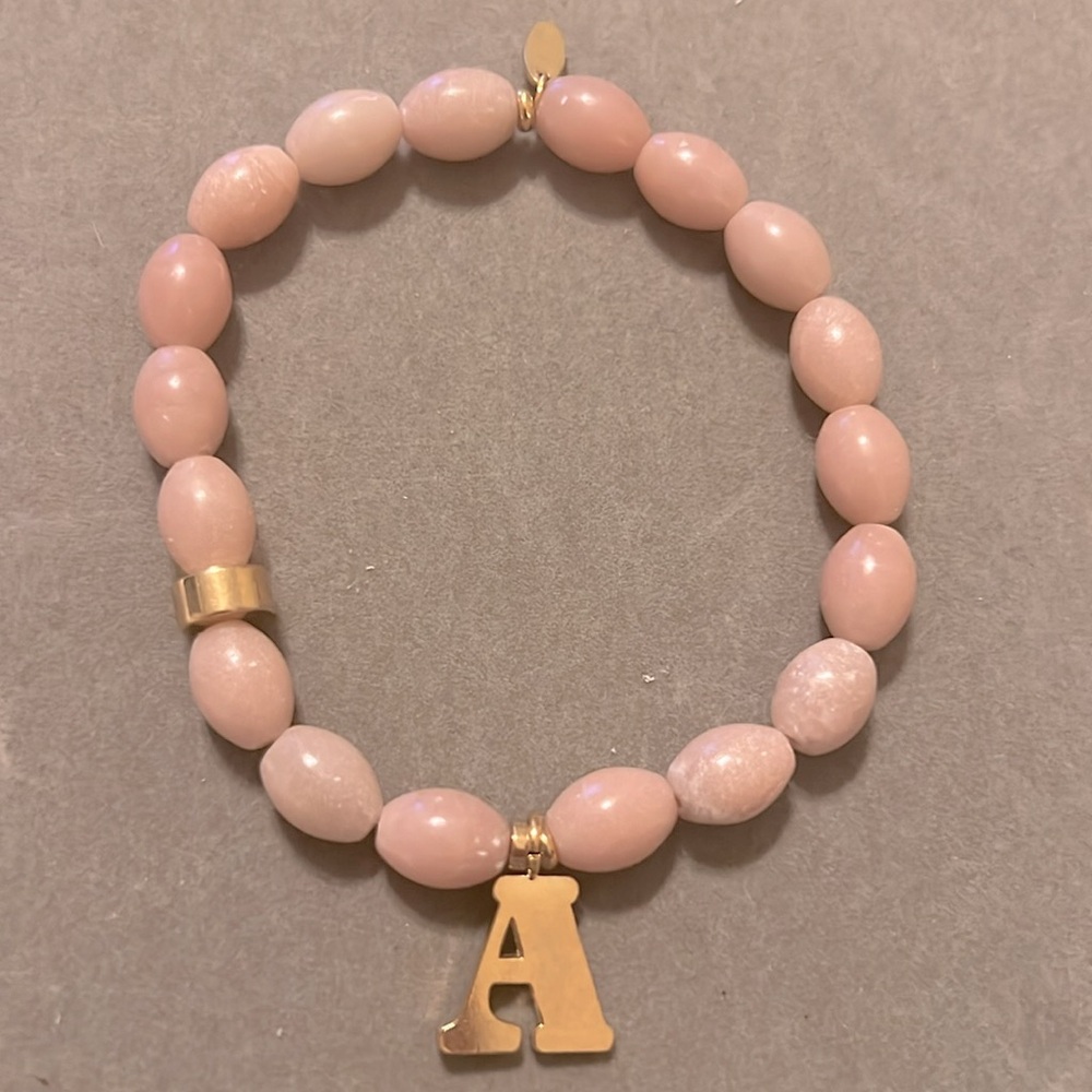Anthropologie Beaded Monogram Charm Stretch Bracelet - Picture 7 of 9